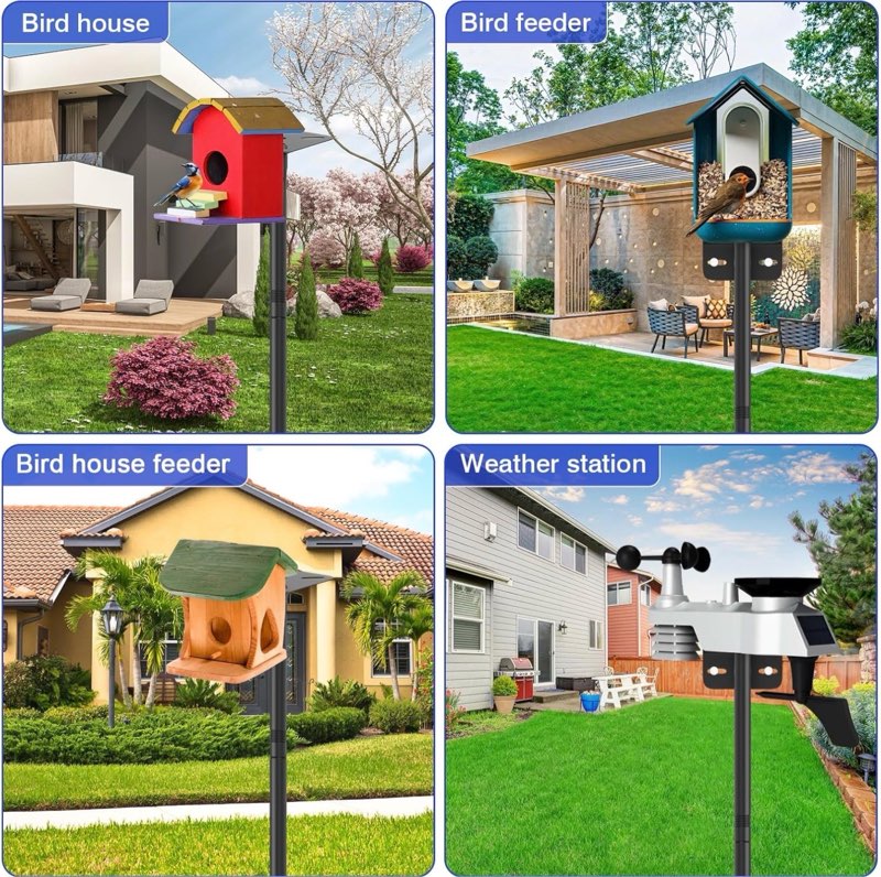 80 inch adjustable bird feeder pole,bird house pole suitable for feeders & birdhouse,weather station,heavy-duty rustproof design,enhance outdoor decor & birdwatching experience 1 pack 80 inch