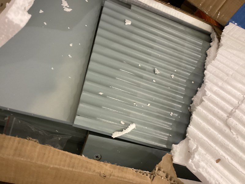 Condition photo showing As Is for Merax Modern Wave-Pattern Sideboard Cabinet with 2 Drawers and 4 Doors,Buffet Cabinet,Aluminum Arc H