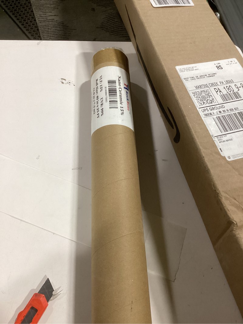 Condition photo showing Good Condition for RockRose 15% Nano Ceramic Car Window Tint 40 in x 25FT 2PLY Privacy Film Heat Block, 99% UVR, and 85% IRR Block for Auto or Home Strong Adhesive, Easy Shrink, Plotter Friendly - Charcoal 40 IN x 25FT 15 Percent