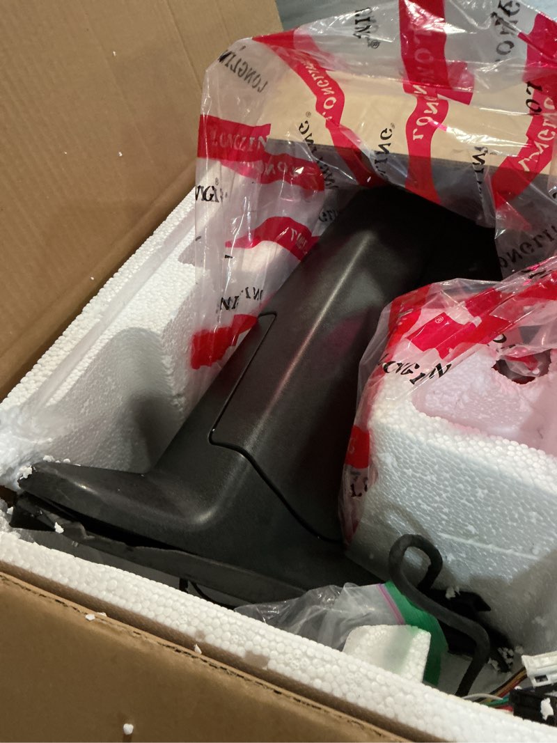 Condition photo showing Good Condition for replacement passenger right side door towing mirror black cover power and heated glass with turn signal light and puddle light manual folding and temperature sensor for ram 1500 2500 3500 2009-2018 black passenger (rh) side