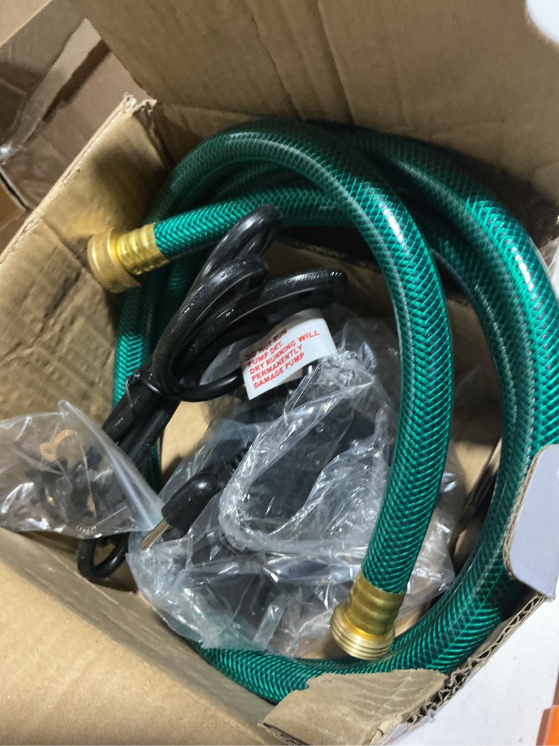 Condition photo showing As Is for water transfer pump, 115v 1/10hp 330gph utility water pump electric with 6ft suction hose kit, portable small water pump for pool draining, removing water from rain barrel, aquariums, etc.