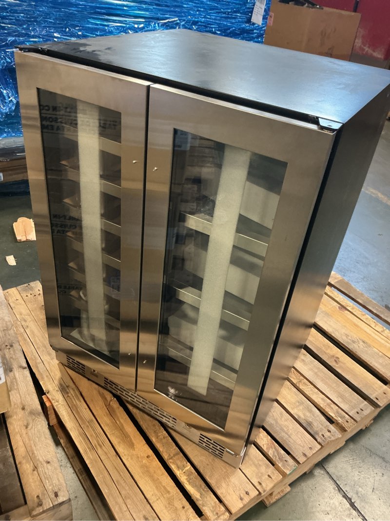 Condition photo showing As Is for Avallon AWBC242GGFD 24 Inch Wide 21 Bottle Capacity and 64 Can Capacity Beverage Center with LED Lighting and Double Pane Glass 24" Wide Stainless