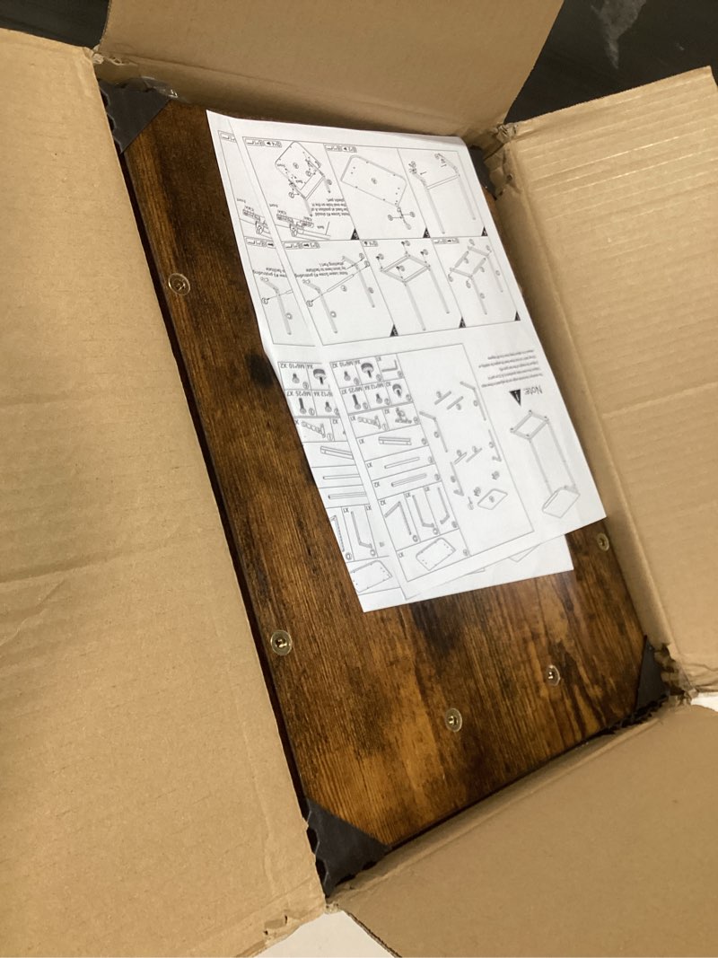 Condition photo showing Good Condition for tv tray table set of 2, 8-level adjustable height couch side table?90° tilt angle adjustments c-shaped end table, with phone & tablet slot sofa computer desk for couch, sofa, bed, chair, living room brown 2 pcs