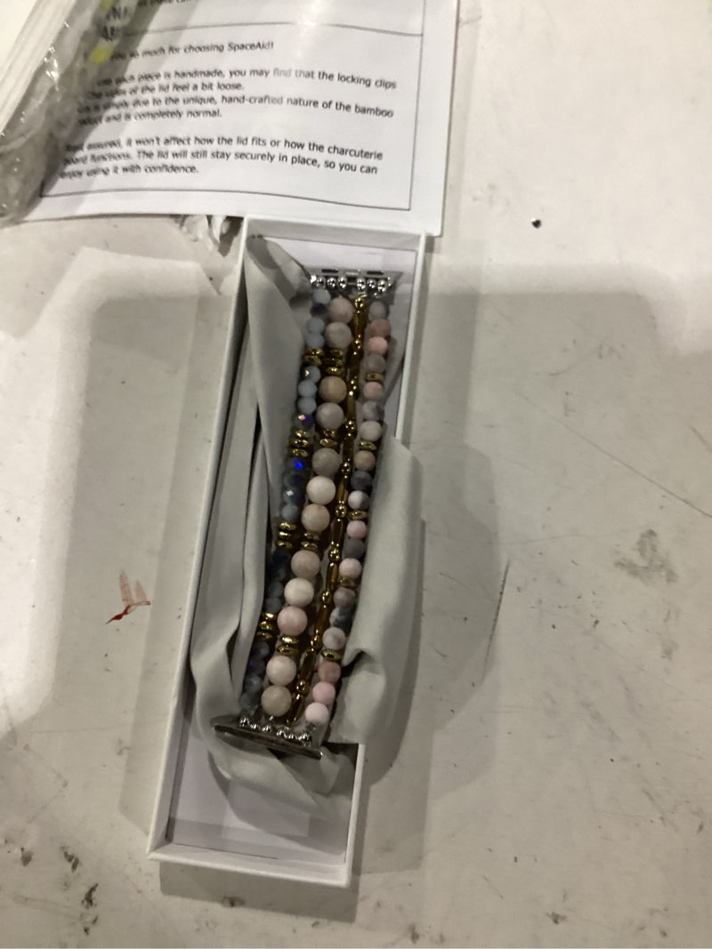 Condition photo showing Good Condition for visoom beaded boho bracelet compatible for apple watch band 40mm/38mm/41mm/42mm series 11 10 9 8 7 se series 6/5/4 women fashion cute handmade crystal beads stretchy watch strap for iwatch bands 3/2/1 pink zebra 38/40/41/42mm-10/11