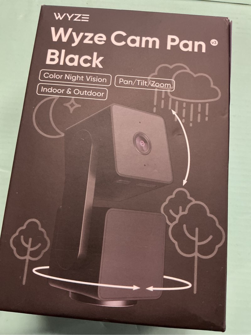 Condition photo showing New/Like New for wyze cam pan v3 indoor/outdoor ip65 1080p 360° pan/tilt/zoom wifi smart home security camera, motion tracking for baby/pet, color night vision, works with alexa&google assistant, free expert setup black 1-pack