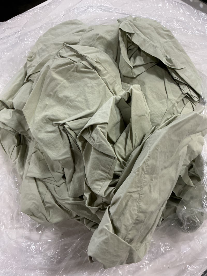 Condition photo showing As Is for classic organic percale sheet set, queen, sage