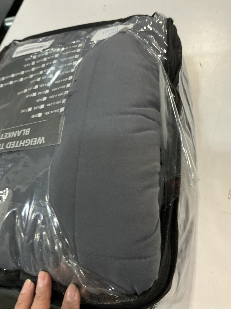 Condition photo showing As Is for 25 lbs weighted blanket queen size for adults (60”x 80”, grey) cooling heavy blanket for sleeping perfect for 240-260 lbs, winter thick breathable blanket with premium glass bead, machine washable grey 60x80-25 lbs