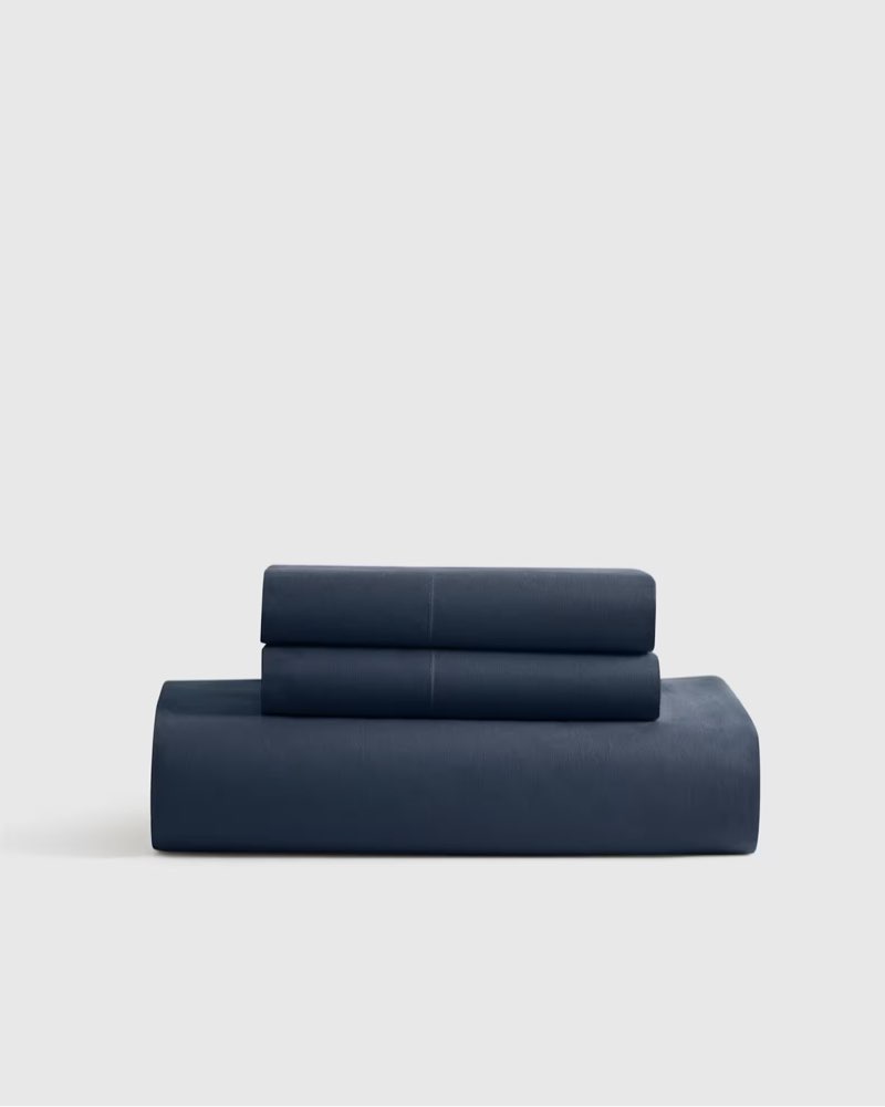 organic crisp percale fitted sheet set solid: navy size: king