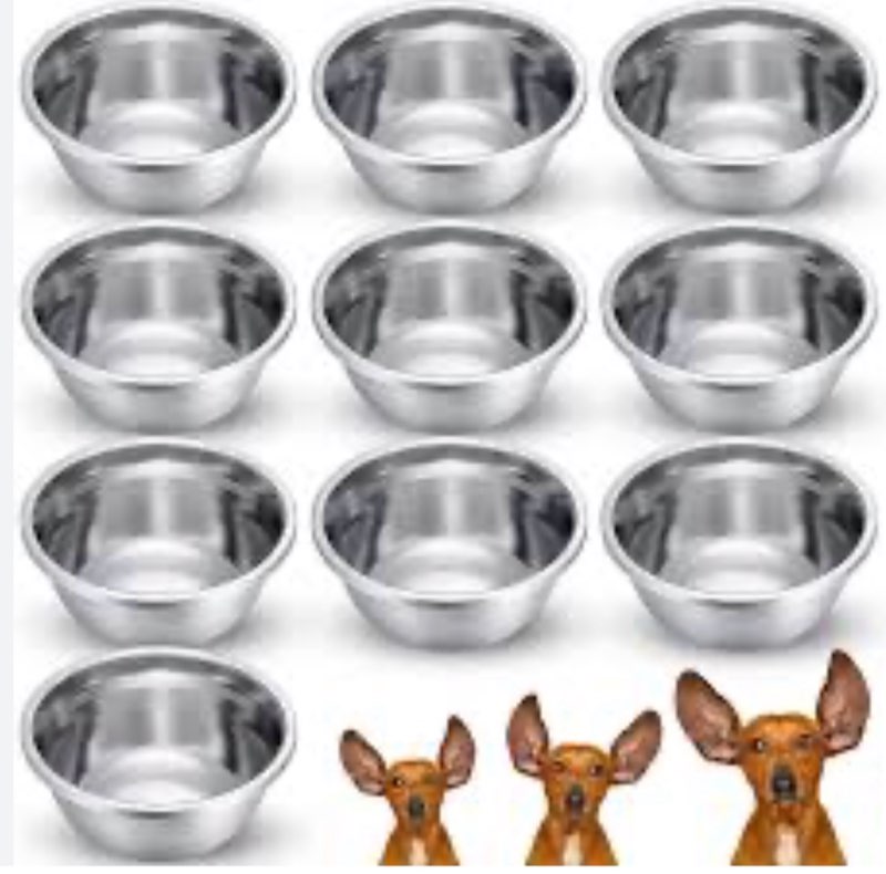 10-Piece Stainless Steel Animal Bowl Set - 64 Oz, Ideal for Medium & Large Dogs & Cats, Visit > Thickened, Dishwasher Safe