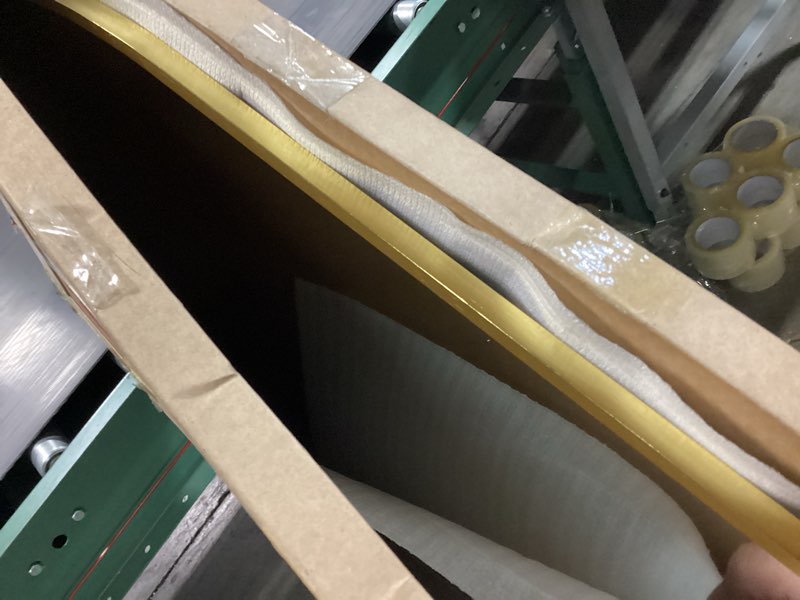 Condition photo showing Good Condition for Arched Full Length Mirror Black, 65''x 22'' Oval Body with Metal Frame, Large Hanging Top for Bedroom, Living Room, Entryway, Bathroom 65x22 inch Black 65"L x 22"W