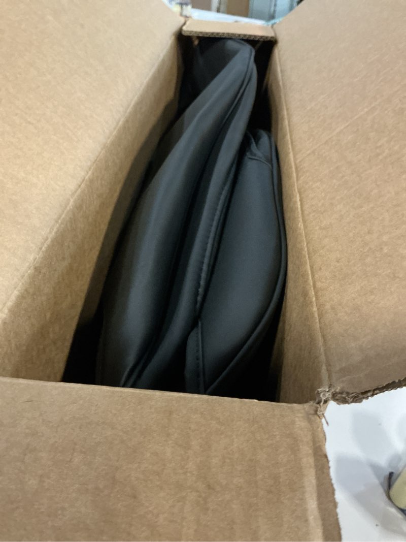 Condition photo showing As Is for FH Group Custom Fit Car Seat Covers Specifically Made for 2020-2024 Tesla Model Y Faux Leather Water Resistant Automotive Seat Covers -Front Set Black Black Front Set Faux Leather