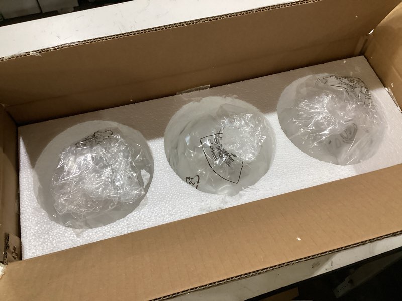 Condition photo showing New/Like New for 3 pack fixture replacement globe shade, 6 inch diameter, e26 base clear hammered glass, glass globe lampshade cover for pendant wall sconce chandelier vanity light clear 6 inches