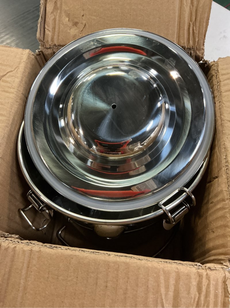 Condition photo showing Good Condition for iplusmile stainless steel airtight canisters container: 152 fl oz airtight clamp lid kitchen food storage bucket for rice flour grain coffee bean flour oil sugar milk 152 ounce/ 8x8 inch