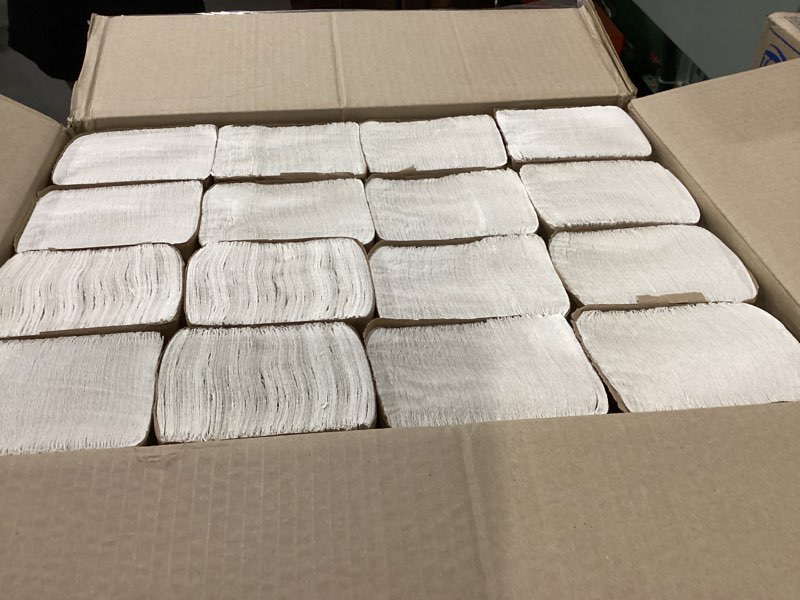 Condition photo showing New/Like New for tork multifold hand towel white h2, universal, 100% recycled fibers, 16 x 250 towels, mb540a 16 x 250 hand towels