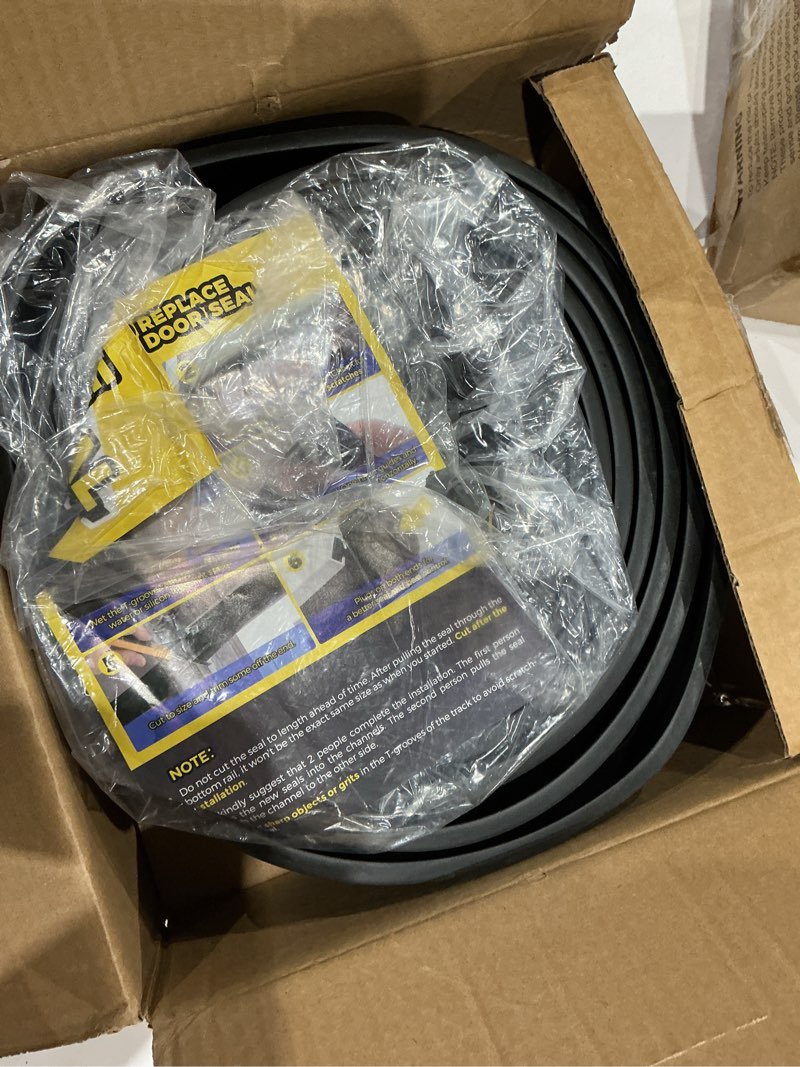 Condition photo showing Good Condition for holikme garage door bottom seal, epdm rubber weather stripping kit replacement, threshold ramps seal strip for winter freeze & spring rain protection, 5/16 inch t-end, 3.74 inch width (17ft, black) 17ft-black-epdm