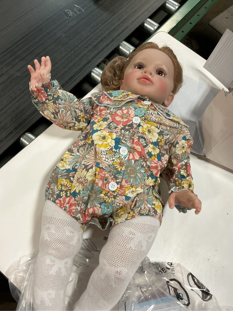 Condition photo showing Good Condition for icradle 26 inch big realistic reborn toddler girl doll handmade silicone soft vinyl limbs and cloth body baby doll that look real lifelike newborn baby dolls toy set for kids pippa 1