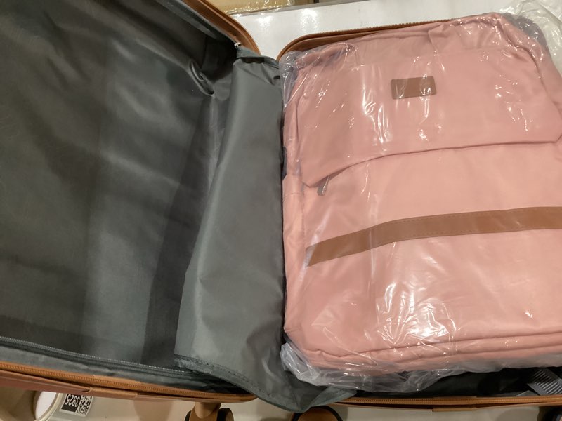 Condition photo showing New/Like New for imiomo Hard Shell 20 Inch Carry on Luggage 3 Piece Set with Travel Backpack, Lightweight Hardside Carry-On Suitcase with Spinner Wheels and TSA Lock, Beige 3 piece set (BP/TB/20) Beige