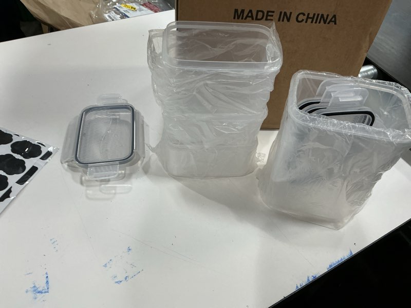 Condition photo showing New/Like New for Airtight Food Storage Containers with Lids, Vtopmart 24 pcs Plastic Kitchen and Pantry Organization Canisters for Cereal, Dry Food, Flour and Sugar, BPA Free, Includes 24 Labels?Black (similar no same)