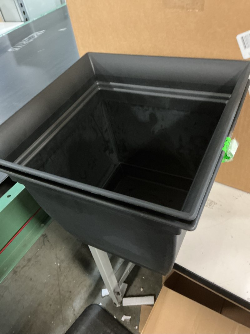 Condition photo showing Good Condition for the hc companies 12 inch eclipse square planter pots with drainage holes & attached saucer, lightweight uv-resistant plastic indoor outdoor planters, 2-pack flower pots for garden & home decor, black black 12" pack of 2