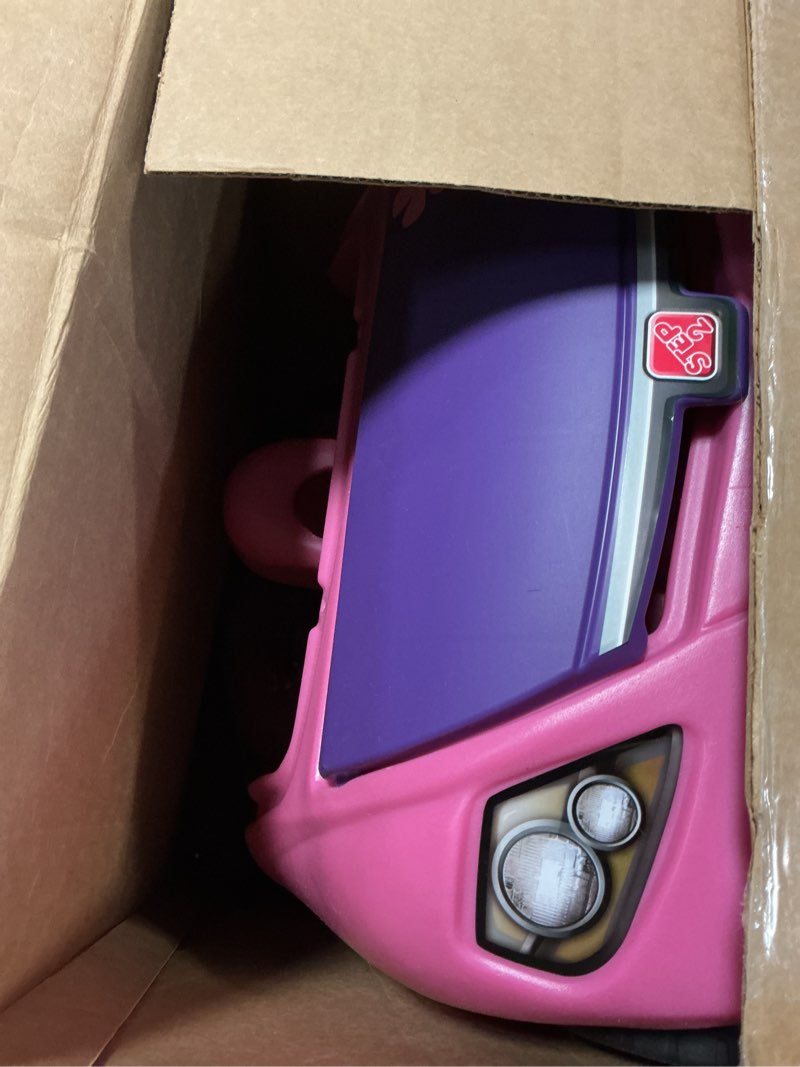 Condition photo showing As Is for step2 whisper ride ii kids push cars, ride on car, seat belt, horn, toddlers ages 1.5 – 4 years old, max weight 50 lbs., quick storage, stroller substitute, pink pink large