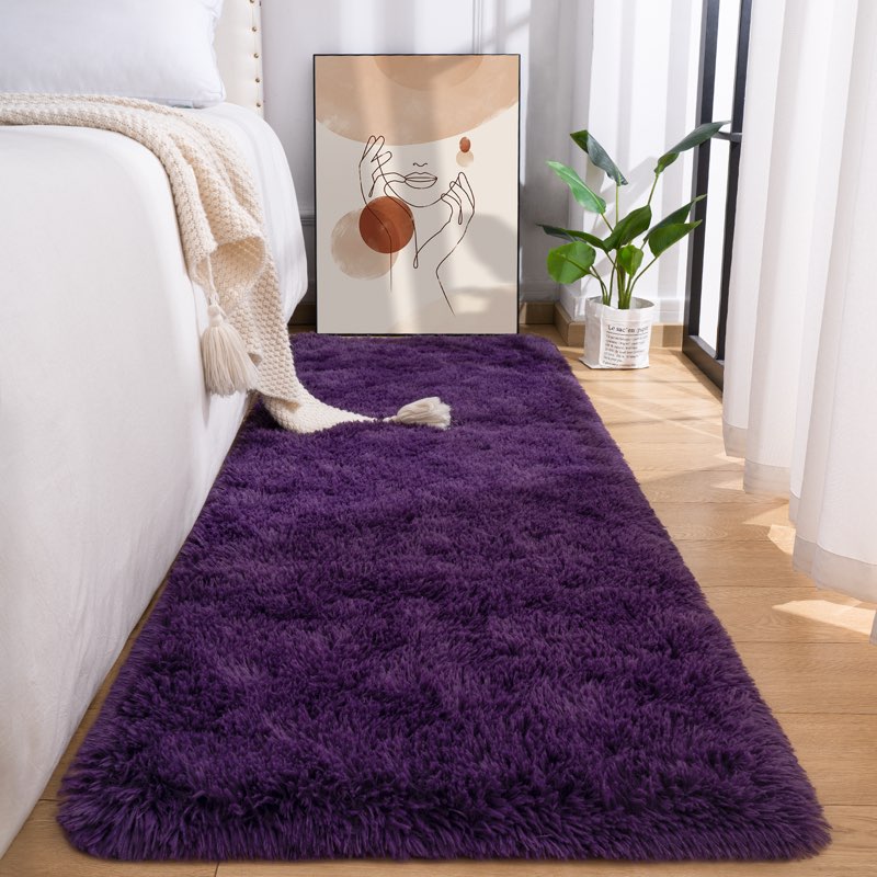 Przemy Fluffy Runner Rug for Bedroom Living Room, 2x6 Feet Dark Purple Shag Area Rugs, Soft Fuzzy Ca