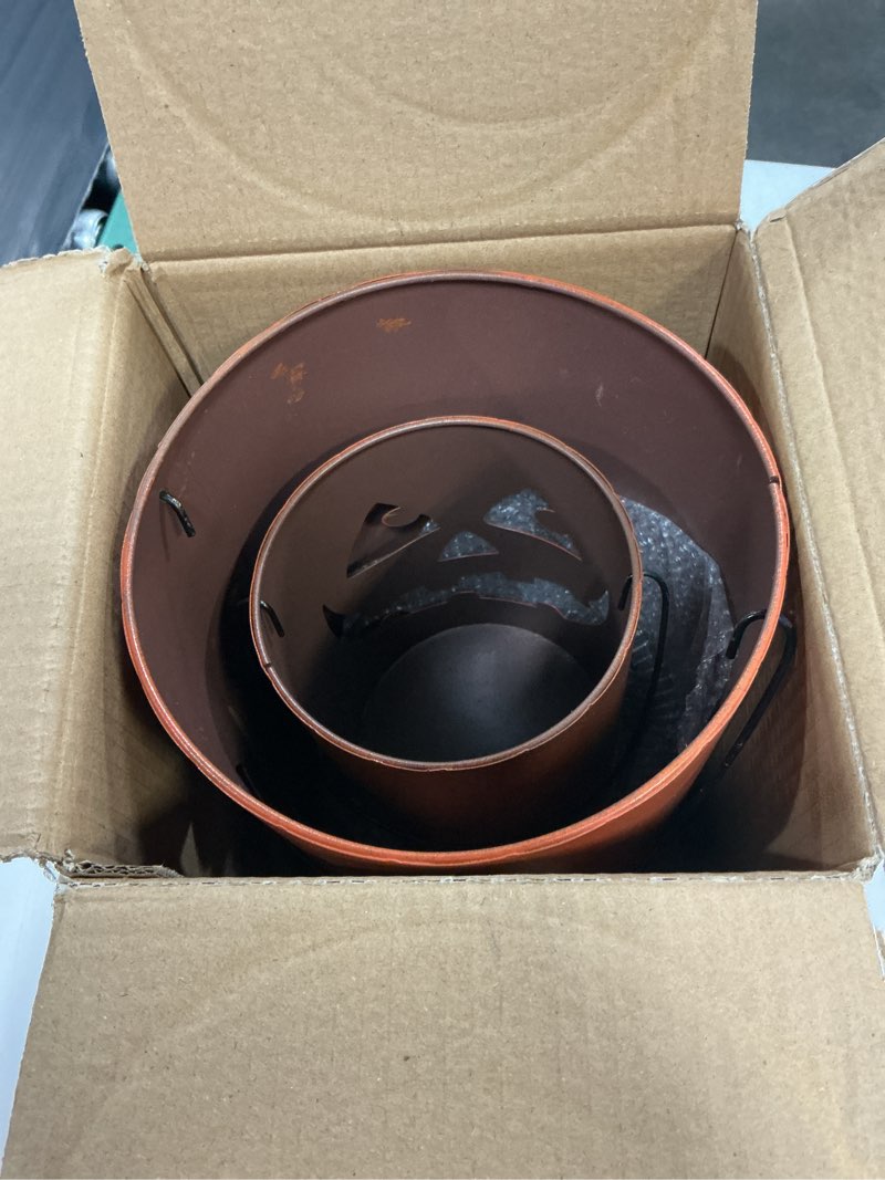 Condition photo showing New/Like New for glitzhome gh20040 halloween jack o lantern candle holder bucket decoration, 11.02'h, set of 2