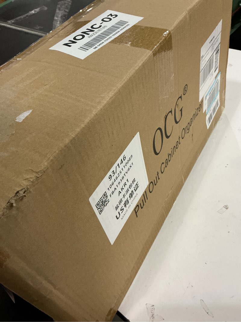 Condition photo showing Good Condition for OCG Pull Out Cabinet Organizer 2 Pack (12" W x 21" D), Pull out Shelves 1 Tier, Cabinet Slide Out Shelves for Base Cabinet Organization in Kitchen Bathroom Pantry, Bottom Mount, Chrome Finish 12W21D, 2Pack