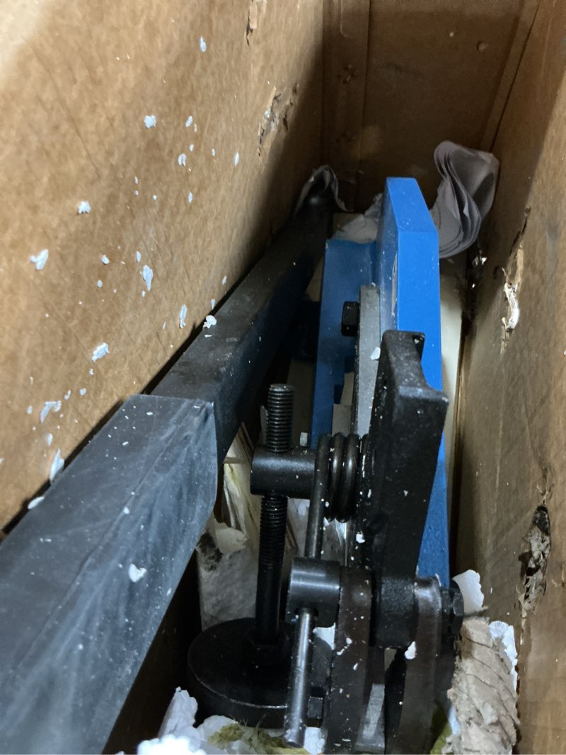 Condition photo showing As Is for vevor hand plate shear 8", manual metal cutter cutting thickness1/4 inch thick max, metal steel frame snip machine benchtop 7/16 inch rod, for shear carbon steel plates and bars , blue 8inch
