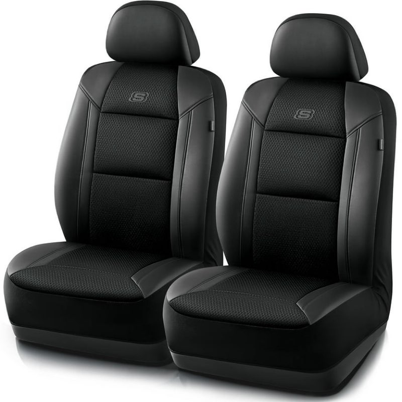 skechers 2 piece car seat cover air cooled memory foam black - universal fit, 23sk81
