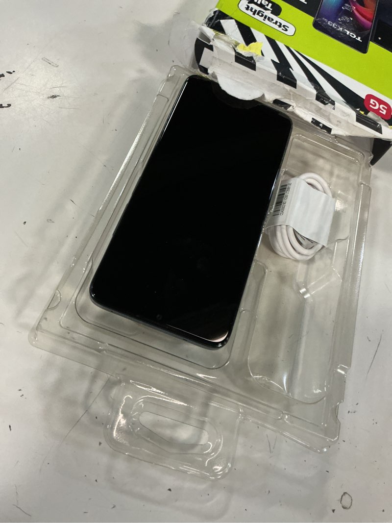 Condition photo showing As Is for straight talk tcl k33, 5g, 64gb, gray - prepaid smartphone [locked to straight talk].   *** working condition verified. no network or connectivity tests were performed. bidder be advised ***