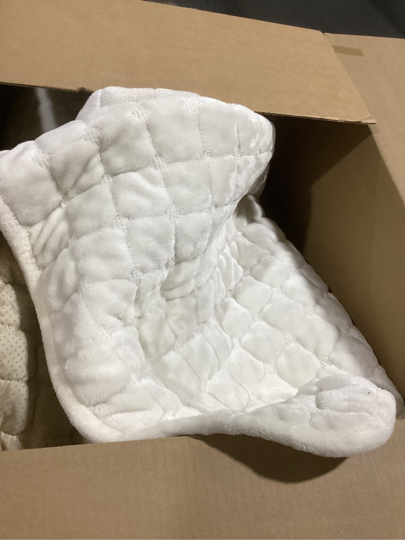 Condition photo showing Good Condition for Velvet Couch Cover, Washable Sectional Sofa Cover, Anti Slip Sofa Slipcovers for 3 Cushion Couch Sofa L Shaped Recliner, Furniture Protector Covers for Pets Kids(White, Only 1 PCS) White 1pc/36"x 94"/Rectangular