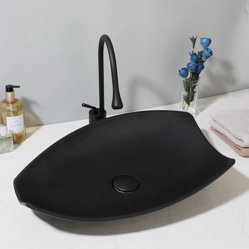 KECTIAKL Bathroom Vessel Sink with High Arc Faucet and Pop-Up Drain Combo,21 Inch Stone Resin Sink B