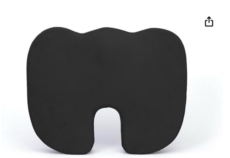 Deluxe Comfort Coccyx Orthopedic Memory Foam – Sciatica Relief – Tailbone Support – Great for Car or Office – Seat Cushion, Black