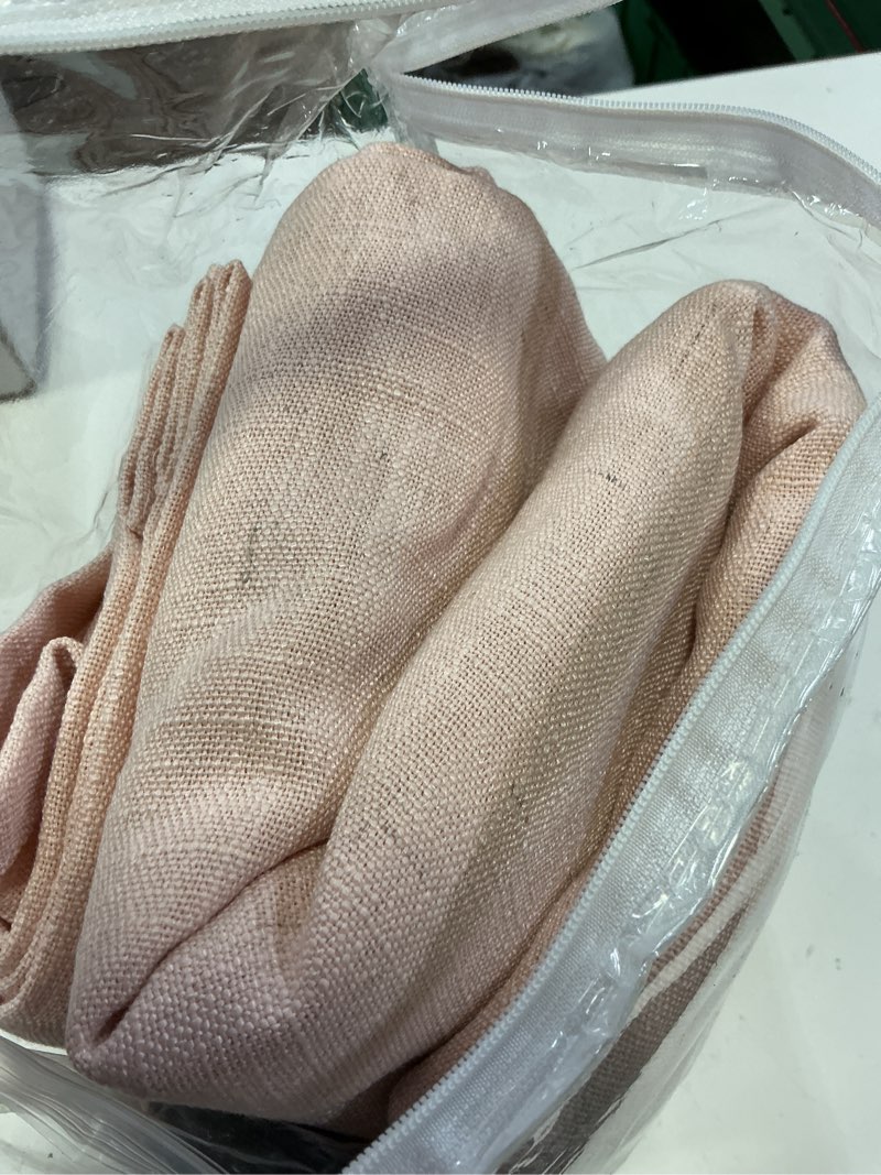 Condition photo showing Good Condition for light pink linen curtains pinch pleated 96 inch length 2 panels for nursery baby girls bedroom semi sheer light filtering pleated linen curtains for living room bedroom dusty blush pink 40"w x 96"l (pack of 2) light pink