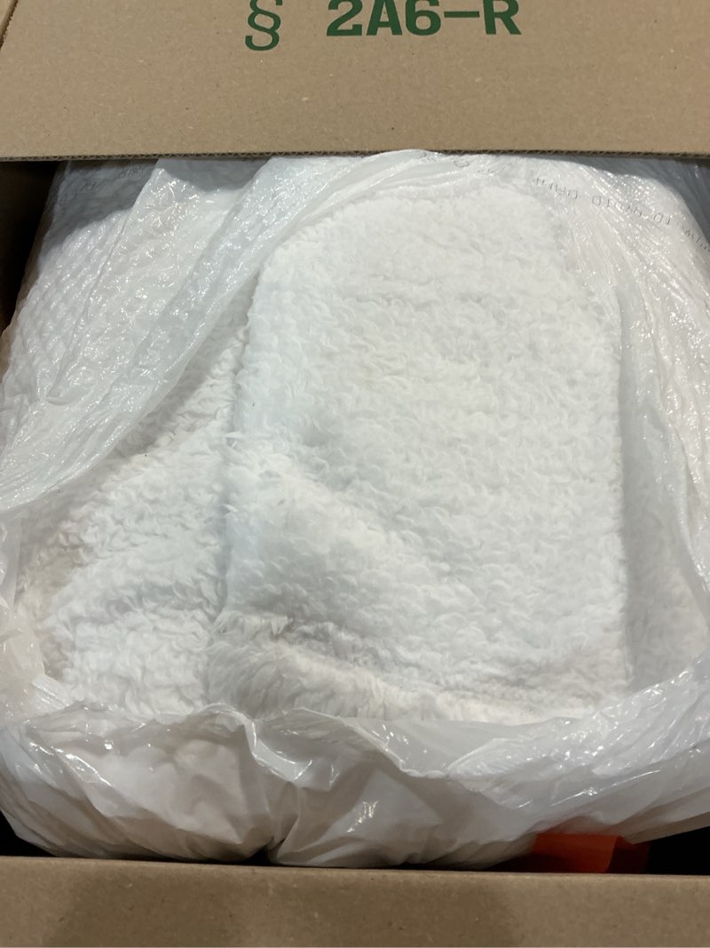 Condition photo showing As Is for berkshire blanket classic extra-fluffy™ plush blanket queen size, soft fuzzy fluffy long hair blanket for couch sofa bed, true white, 90x90 inches true white full/queen