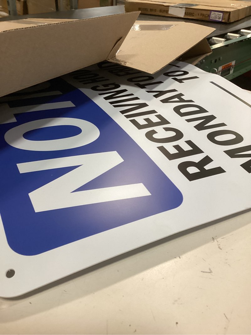 Condition photo showing Good Condition for osha notice sign - receiving hours monday to friday____ to____ | rigid plastic sign | protect your business, work site, warehouse & shop area | made in the usa 24" x 18" rigid plastic