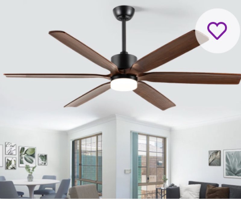 Ceiling Fan With Led Light, Remote Control, Reversible Motor, 5 Color Temperatures, Solid Wood Blades Fan Body Finish: Black, Blade Finish: Brown Wood, Size: 60" Wide