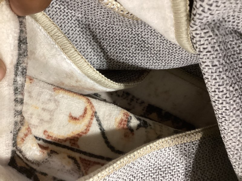 Condition photo showing Good Condition for washable rug 9x12 area rugs for living room bedroom dining room home office floor decor -stain & fade resistant non slip backing carpet,ultra-thin vintage large carpets (camel/beige,9'x12') camel / beige 9' x 12' (rectangular)