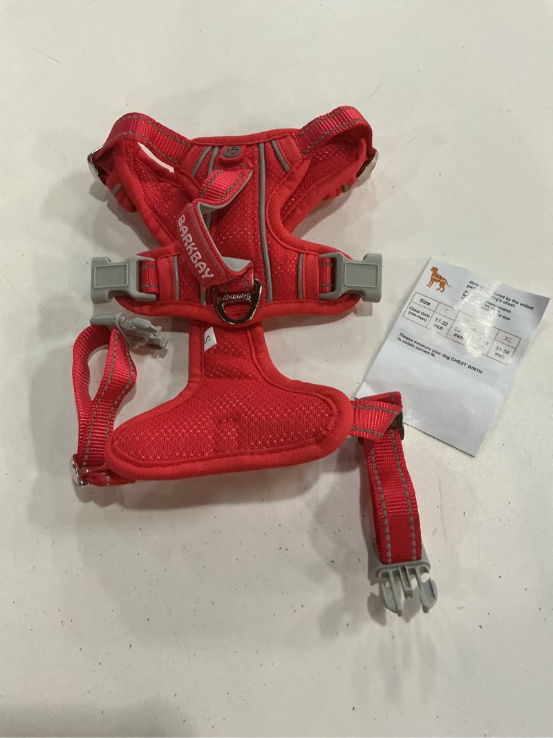 Condition photo showing Good Condition for barkbay no pull dog harness large reflective dog harness with front clip and easy control handle for walking training running with id tag pocket(red,s) red small