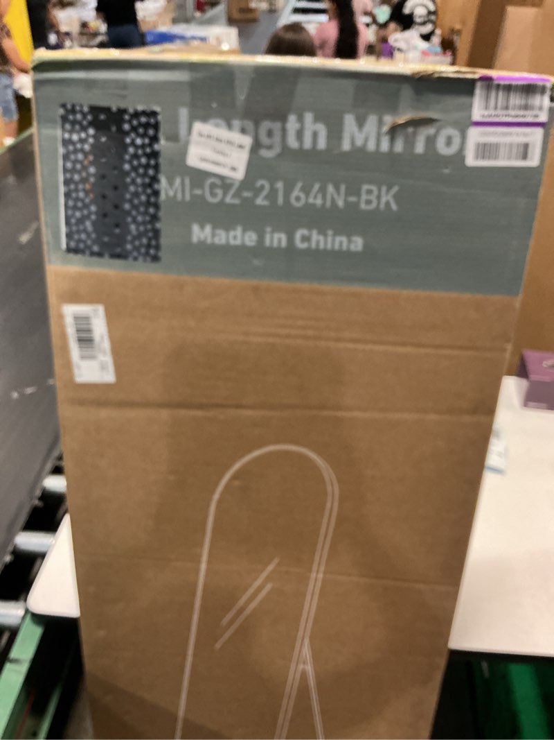 Condition photo showing New/Like New for dumos arched full length mirror with stand 64"x21" floor standing aluminum frame for bedroom body hanging leaning modern simple home decor shatter-proorf nano glass wall living room cloakroom black black-arched 64"l x 21"w