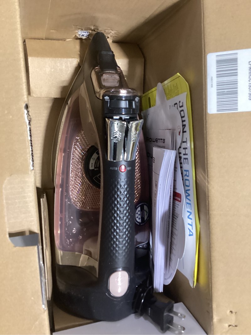 Condition photo showing Good Condition for Rowenta Access Stainless Steel Soleplate Steam Iron with Retractable Cord, Powerful Steam Diffusion, Auto-Off and Anti-Drip, 1725 Watts, Black Clothes Iron, DW2459