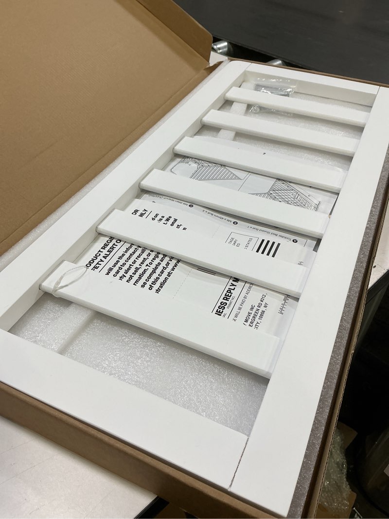 Condition photo showing New/Like New for toddler safe guardrail compatible with delta children convertible crib, crib rail for prevent toddler from rolling off the bed, white