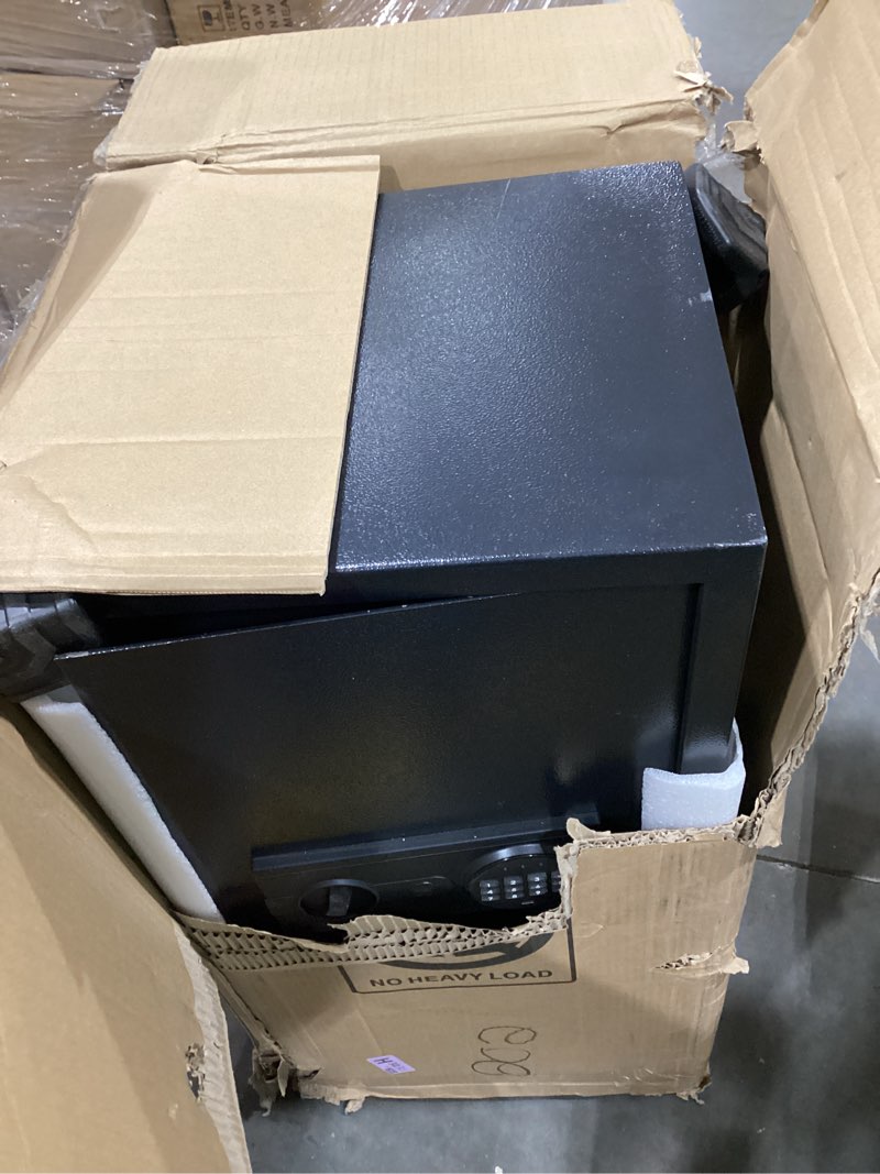Condition photo showing As Is for 7.0 cu ft large safe box for home & office, 27.56"h anti-theft safety box with a4 fireproof waterproof bag, combination lock & removable steel shelf, security document safe for cash passport medicine 27.56"h x 11.81"d x 13.78"w