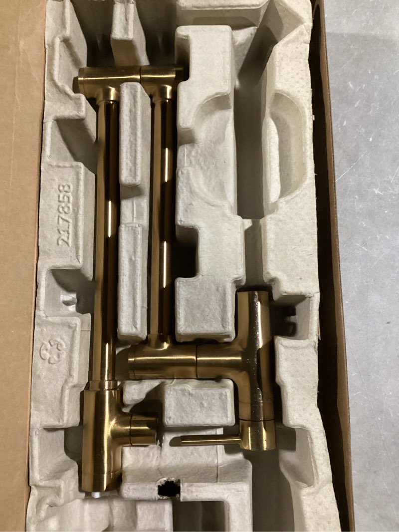 Condition photo showing Good Condition for Moen Brushed Gold Modern Wall Mount Folding Swing Arm Pot Filler, Double Jointed Kitchen Stove Faucet, S665BG