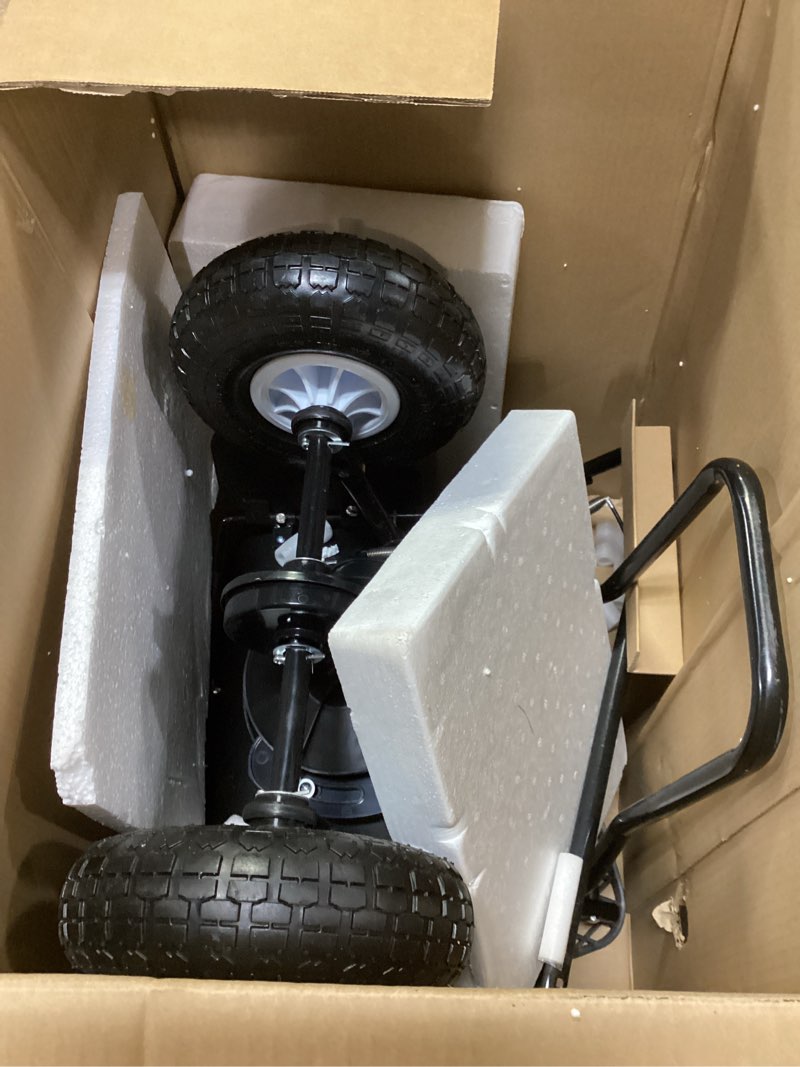 Condition photo showing As Is for vevor push lawn spreader, 12ft spreading width, broadcast spreader with 80lbs load capacity & 10 in all-terrain tires, walk-behind garden & lawn broadcast spreaders for seed fertilizer, salt ice melt 80lb black