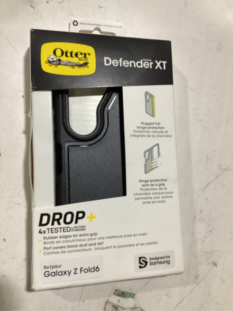 Condition photo showing New/Like New for otterbox galaxy z fold6 defender series xt case - black, screenless, rugged hinge protection, lanyard attachment, powershare and wireless charging compatible
