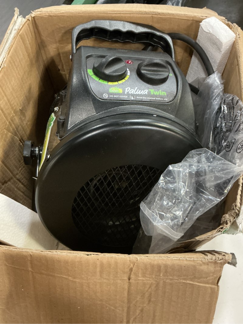 Condition photo showing Good Condition for biogreen electric greenhouse heater & fan with digital thermostat palma | 1500 watts, 5100 btu/hr | 5800 ft³/h air circulation -58 to 210.2°f | stainless steel | spraywater proof black