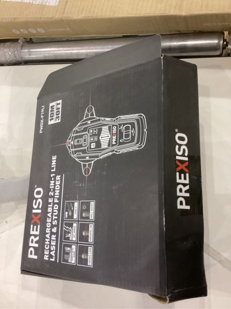 Condition photo showing As Is for PREXISO 2-in-1 Stud Finder with Laser Level, Rechargeable Multi Surface Cross Line Laser & Wall Stud Scanners Tool for Hanging Frames & Picture, Wood Ac Wire Metal Studs Joist Pipe Detection