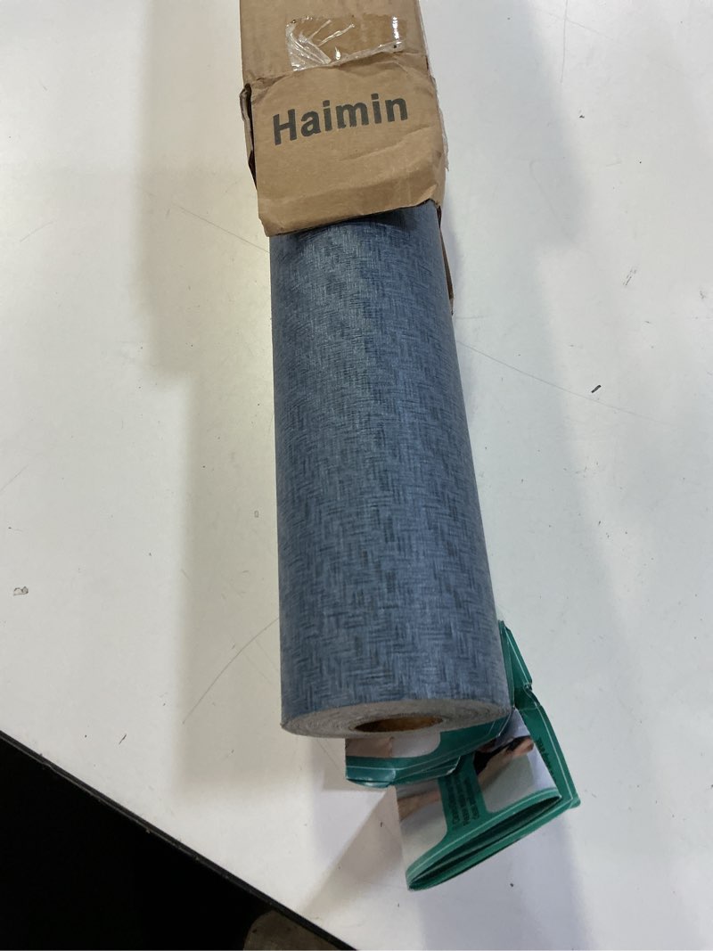 Condition photo showing Good Condition for Haimin Fabric Wallpaper Textured Contact Paper (24in X 393in) Navy Blue Grasscloth Wallpaper Peel and Stick Faux Linen Wall Paper Self-Adhesive Vinyl Looks Like Woven Straw