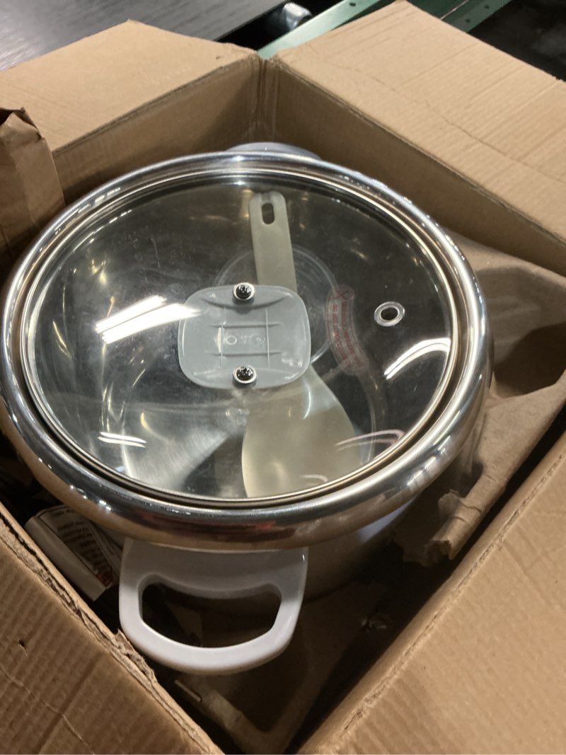 Condition photo showing As Is for Aroma Housewares Select Stainless Rice Cooker & Warmer with Uncoated Inner Pot, 14-Cup(cooked) / 3Qt, ARC-757SG 14-Cup(cooked) / 3Qt.